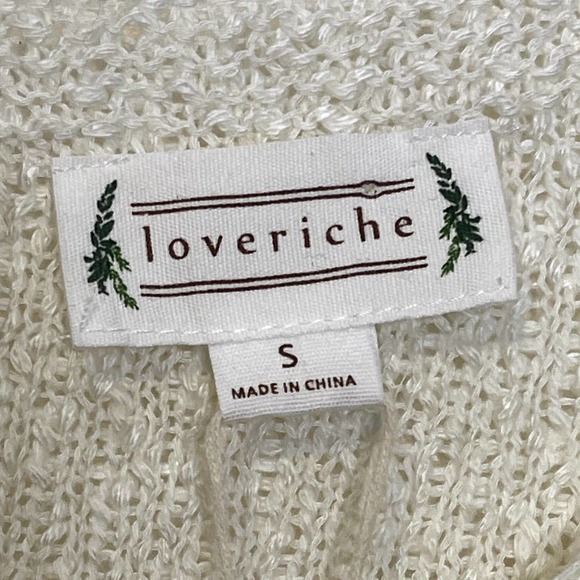 Loveriche Sweater Size Small Cream Multi Color Stripes Acrylic Blend Womens Knit - Picture 6 of 8